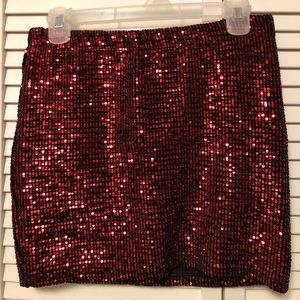 Red Sequins Skirt